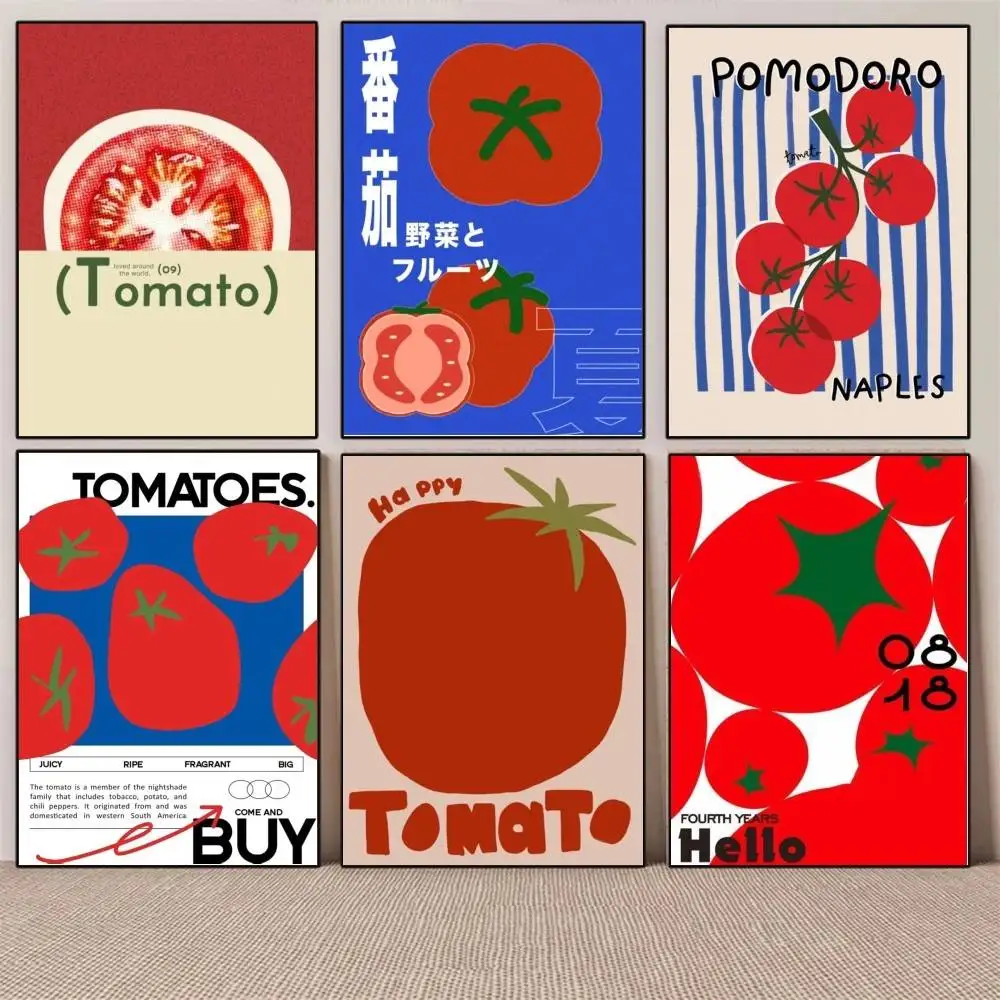 1PC Fun illustrations tomato theme poster Self-adhesive Art Waterproof Paper Sticker Coffee House Bar Room Wall Decor