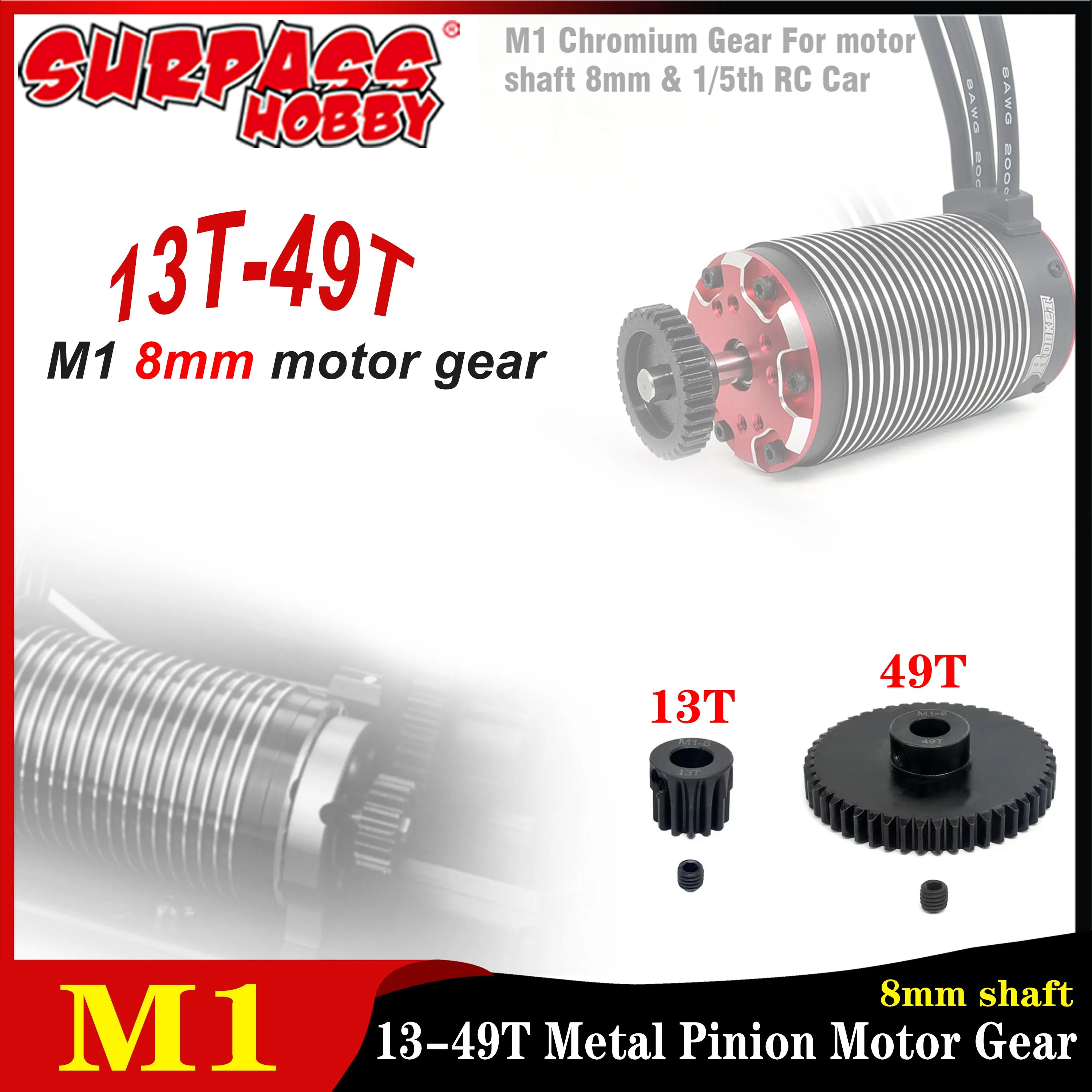 M1 8 مللي متر أسود الصلب المعادن ترس المحرك 13T-20T 21T-30T 31T-40T 41T-49T ل 1/5 RC سيارة الزاحف Traxxas 4WD اكسسوارات السيارات
