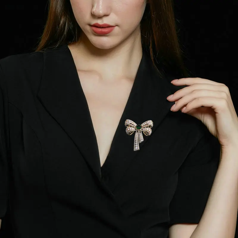 

High-end luxury bow, fashionable brooch, elegant and grand coat, suit, fixed pin, accessory for women
