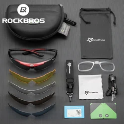 ROCKBROS Polarized Cycling Glasses Sunglasses Men Women Mtb Bike Road Eyewear Bicycle Riding Outdoor Sport Hiking Goggles 5 Lens
