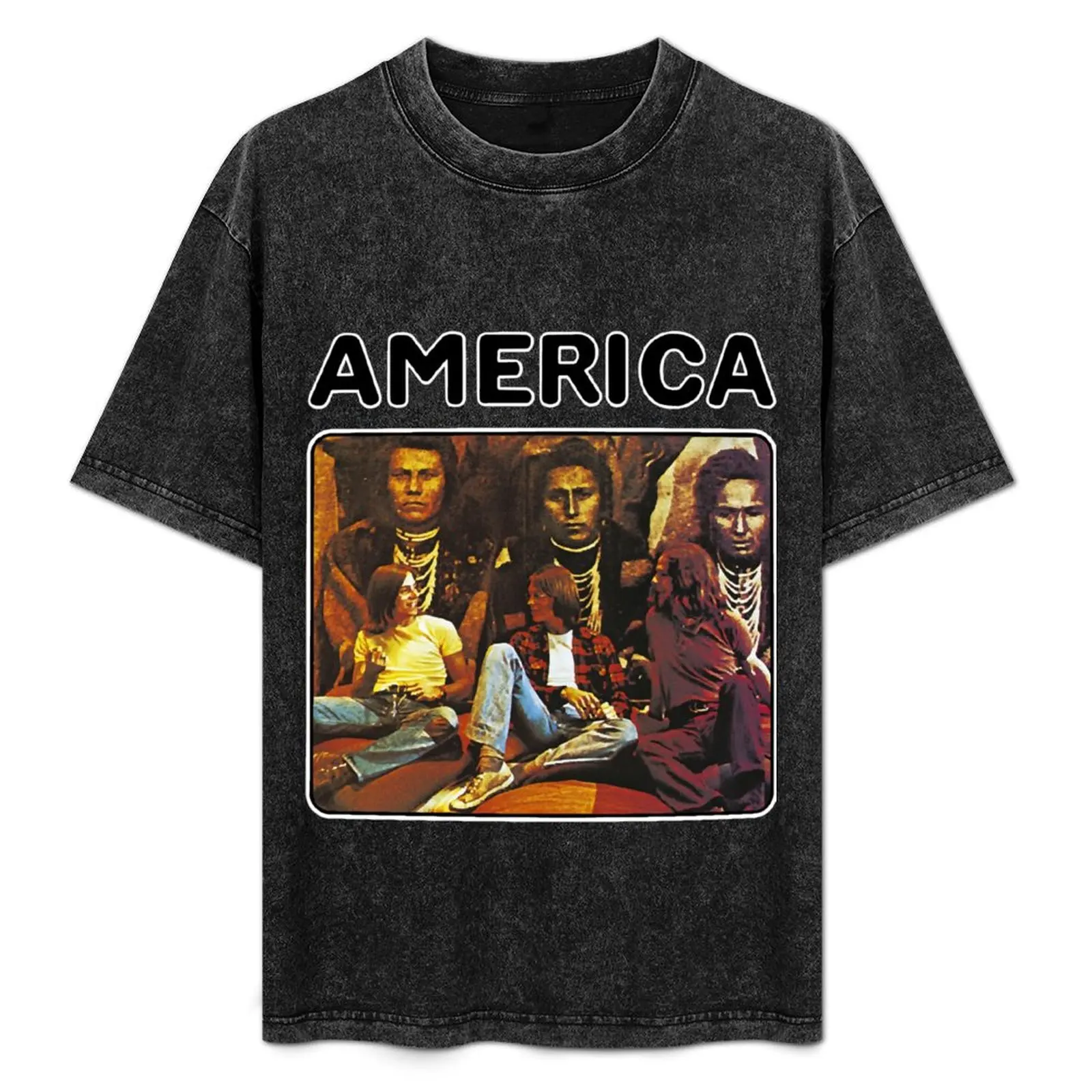 

Retro america band rock gift for fans T-Shirt Large Size Casual Tee Shirt