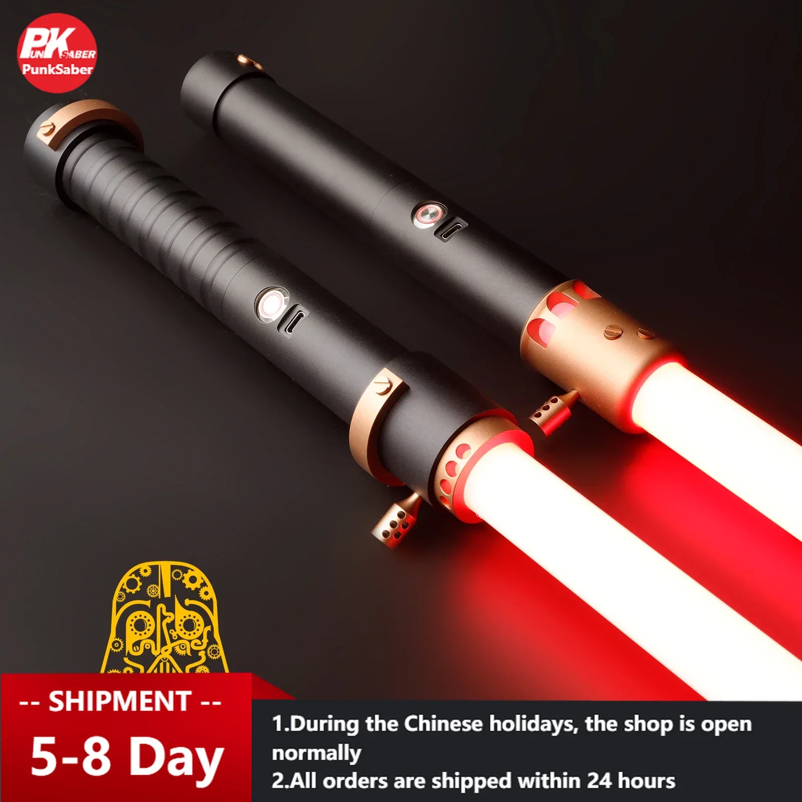 

PunkSaber Lightsaber Neopixel RGB Jedi Saber Smooth Swing Metal Hilt Heavy Dueling 34 Color Force FOC Blaster Laser Sword Toys