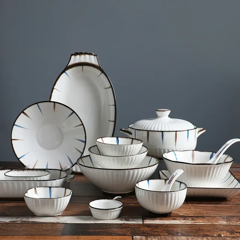

Bone China Plate Ceramic White Dinner Dish Steak Salad Bowl Tablewre Porcelain Sushi Breakfast Dinnerware Home Kitchen Supplies