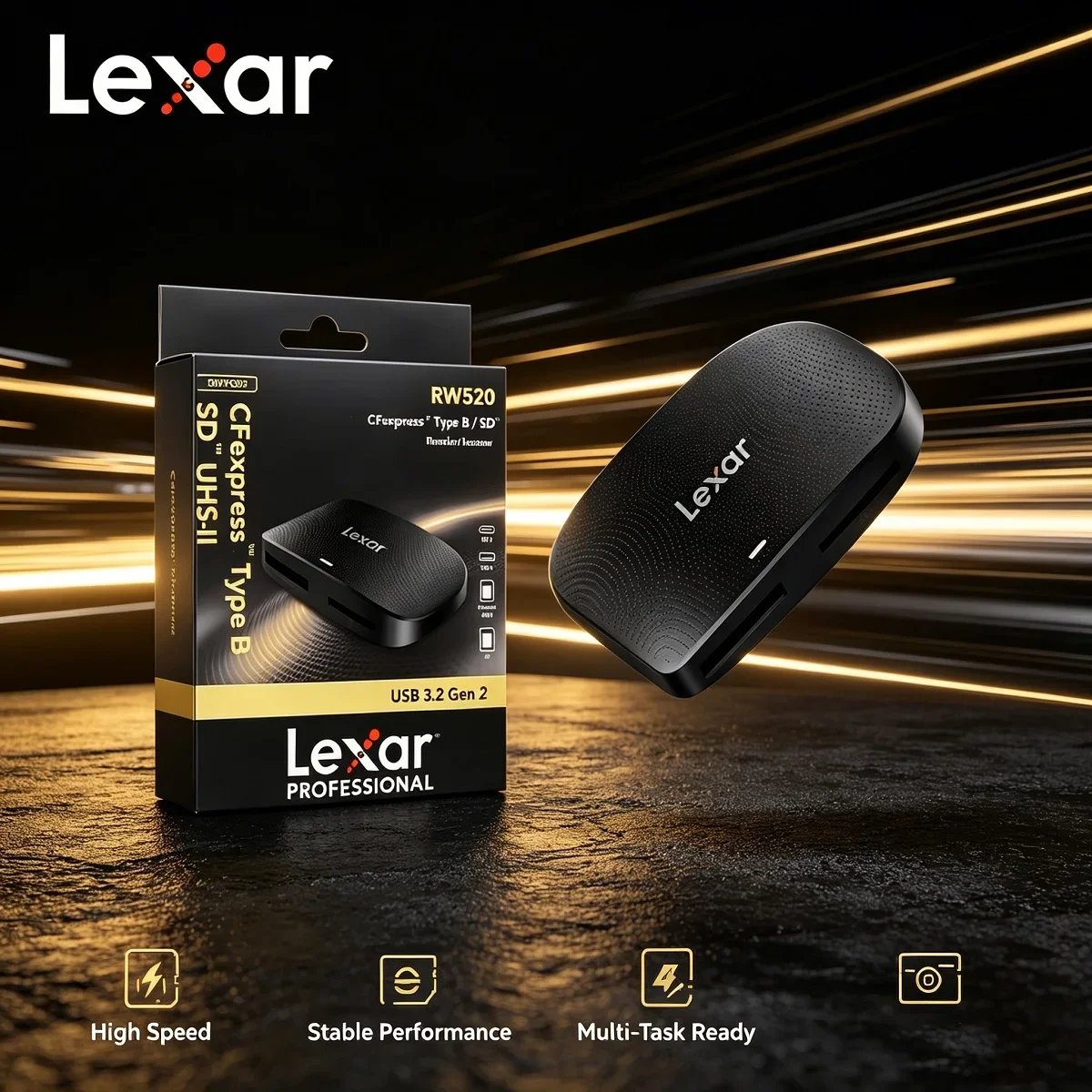 Lexar Professional High Speed Memory Card CFexpress Type B / SD Card Reader USB 3.2 Gen 2 RW520 100% Original