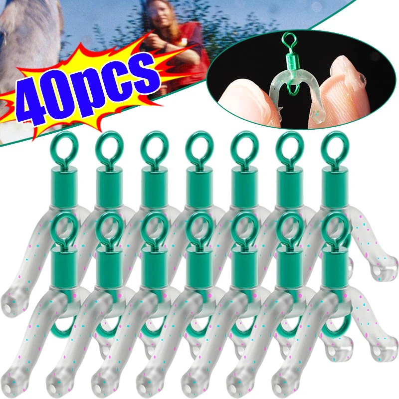10/20/40Pcs Anti-tangle Letter Ring, Figure-eight Ring Leader Clip Connector Leader Fork Fishing Tackle Accessories Line Device