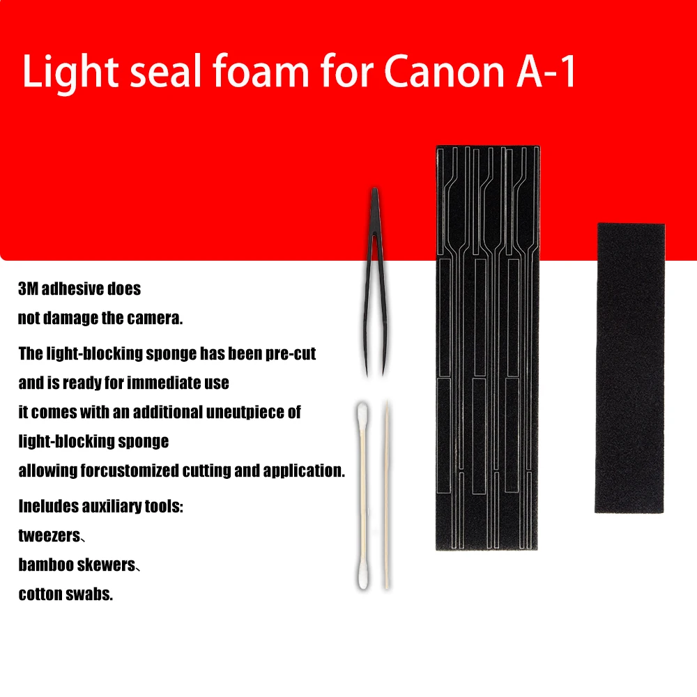 Image of Leichter, auslaufsicherer Schwamm, hochdichter Schaumstoff für Canon A-1 A1, lichtbeständige Dichtung, Schaumstoff, Schwammfolie, Kamera-Reparatur-Sets, Zubehör
