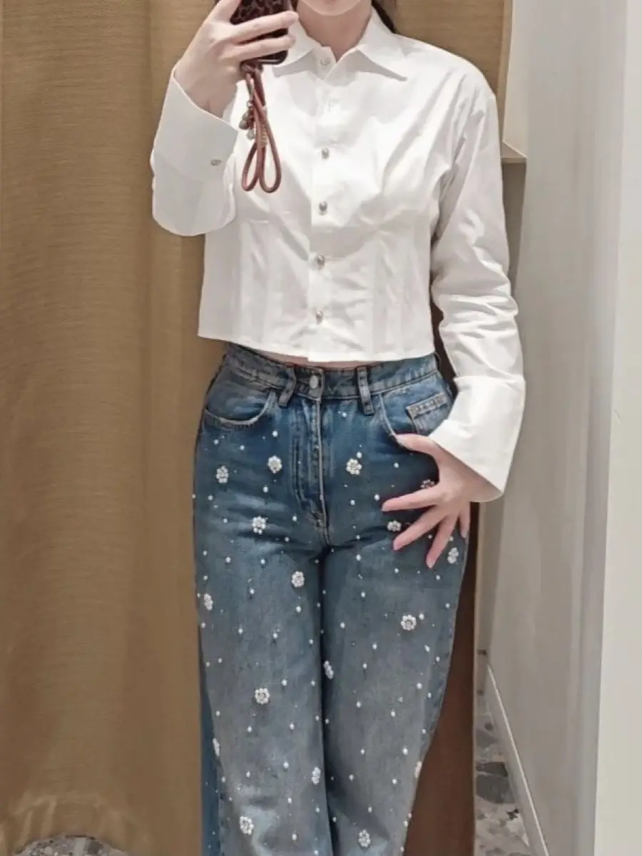 

Women Casual White Shirt Long Sleeve Single Breasted Turn-down Collar Fashion Ladies Blouse Top