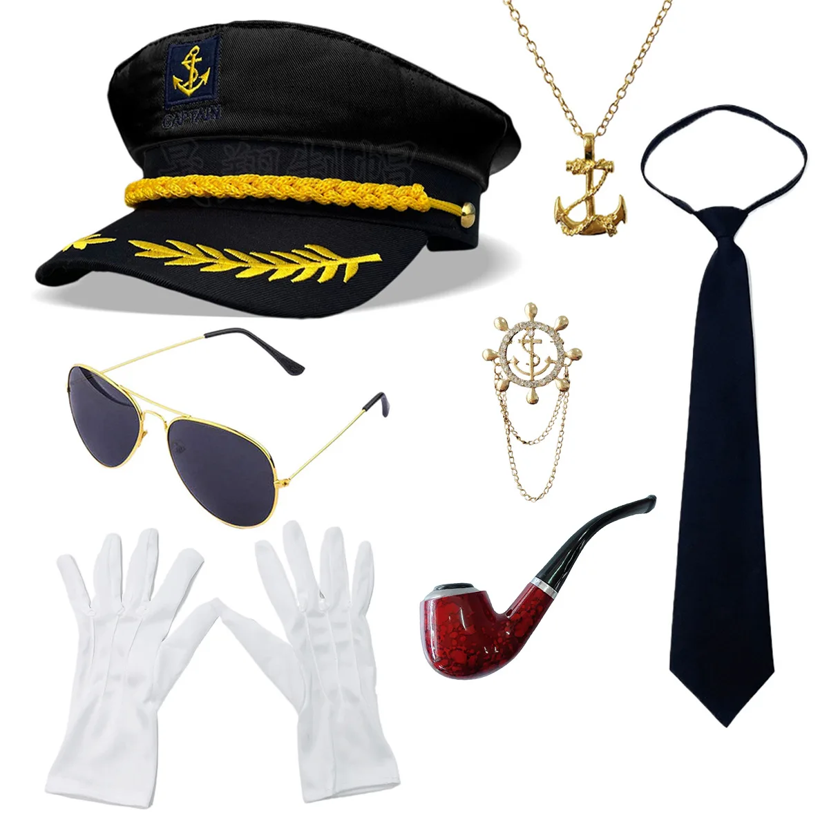 Festival Party Cosplay Marine-Kapitän Verkleidungs-Kostüm Zubehör Matrosen-Rollenspiel Hut-Set – Detail 4