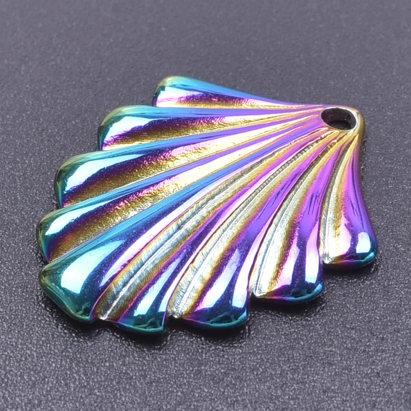 10pcs Wholesale Rainbow Shell Conch Sun Evil Eye Cross Stainless Steel Pendant For Jewelry Making Bulk Star Leaf Pendant Finding