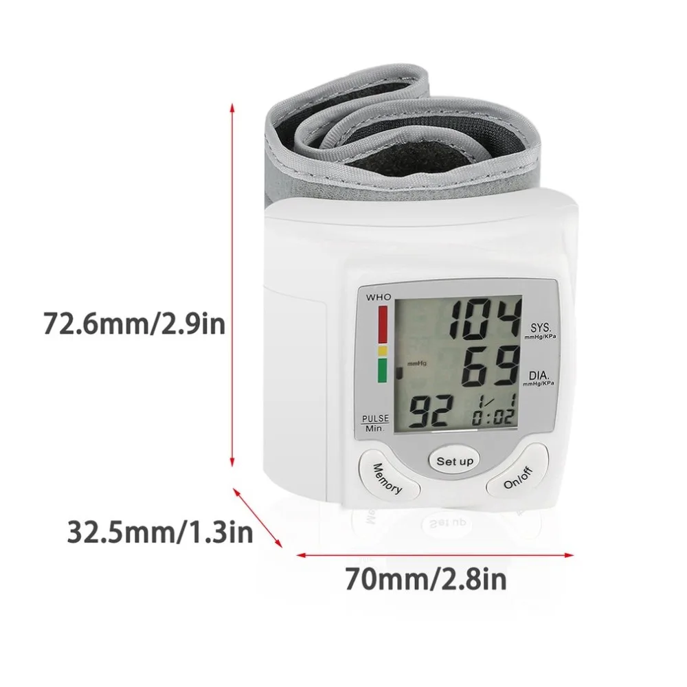 Wrist Electronic Blood Pressure Monitor BP Sphygmomanometer LCD Meter Tonometer Instrument for Measuring Arterial