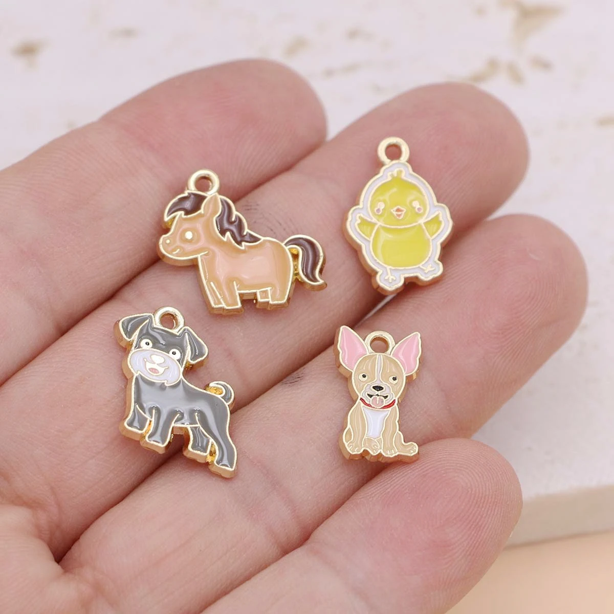 10Pcs Gold Plated Pink Enamel Dog Paw Footprint Charm for Jewelry Making - Image 6