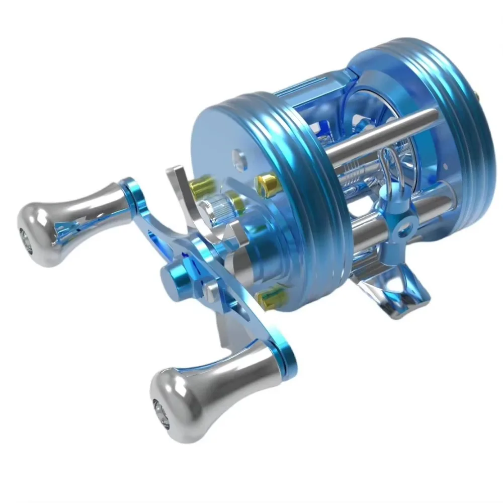 5.3:1 CNC Aluminum Trolling Fishing Reel 8kg Max Drag 4+1BB EVA Handle Large Game Reel for Lake River Bait Casting