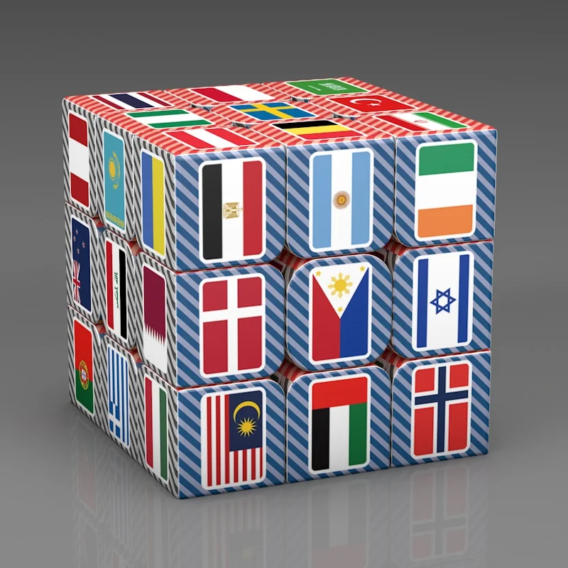 3x3x3 magische puzzelkubus nationale vlag patroon kubus kinderen geschenken educatief speelgoed