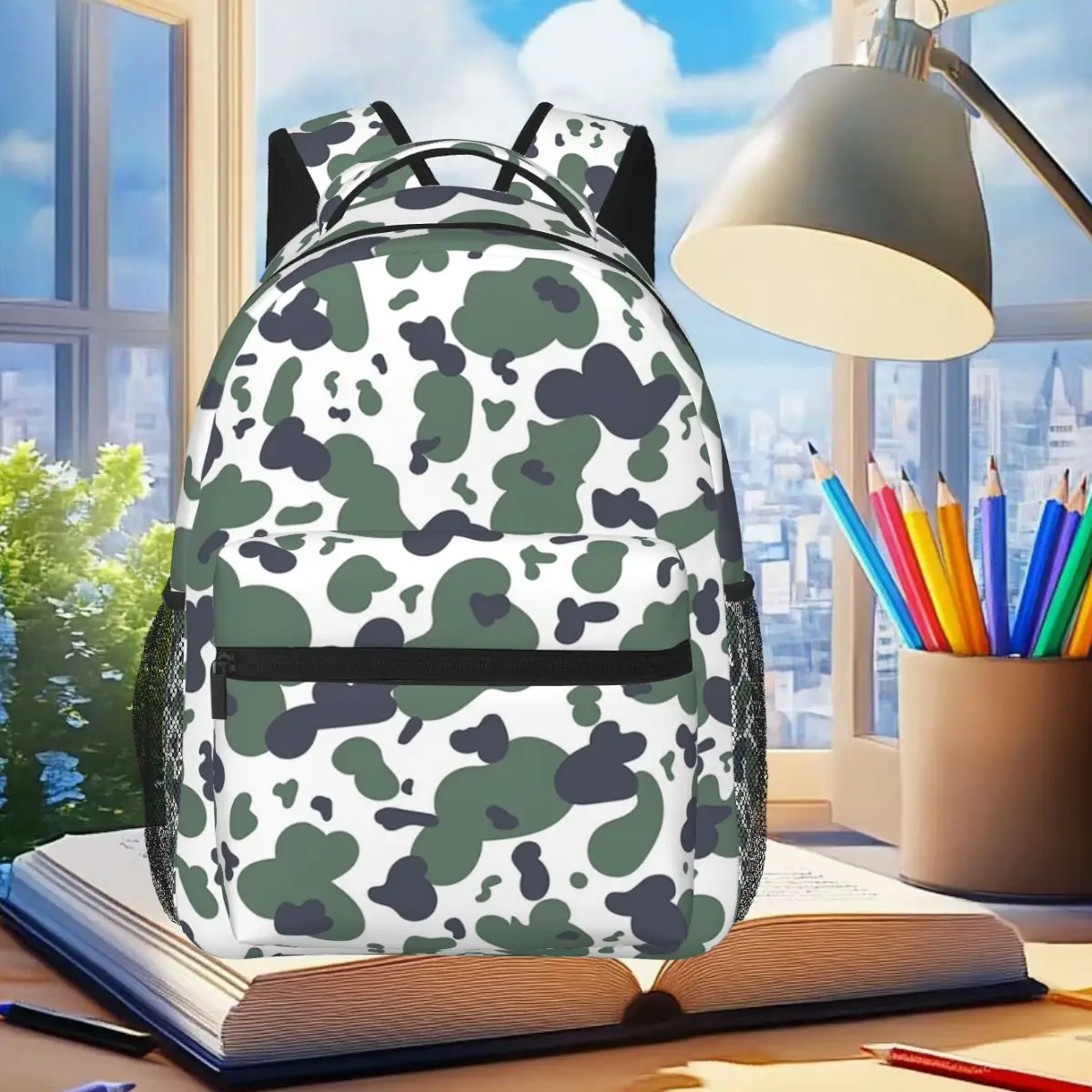 

Green Camouflage, Jungle Army Print Military Hunt Backpack Student Boys Girls BookBag Children School Bag Computer Shoulder Bags