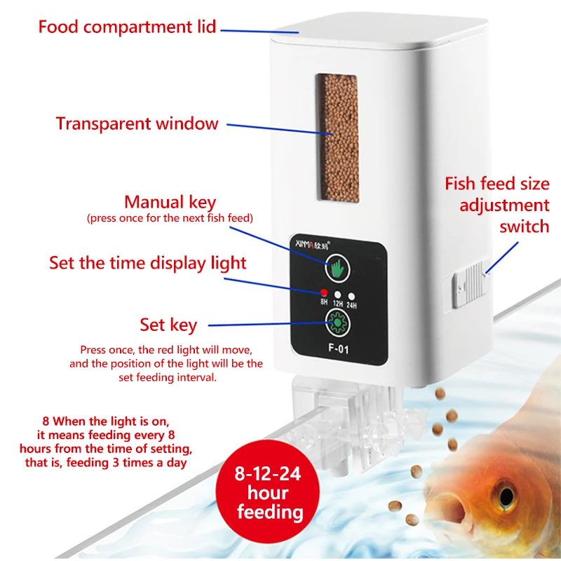 400ml Aquarium Automatische Feeder Aquarium Intelligente Timing High-capacity Fish Feeder Big Fish Feeder turtle feeding trough