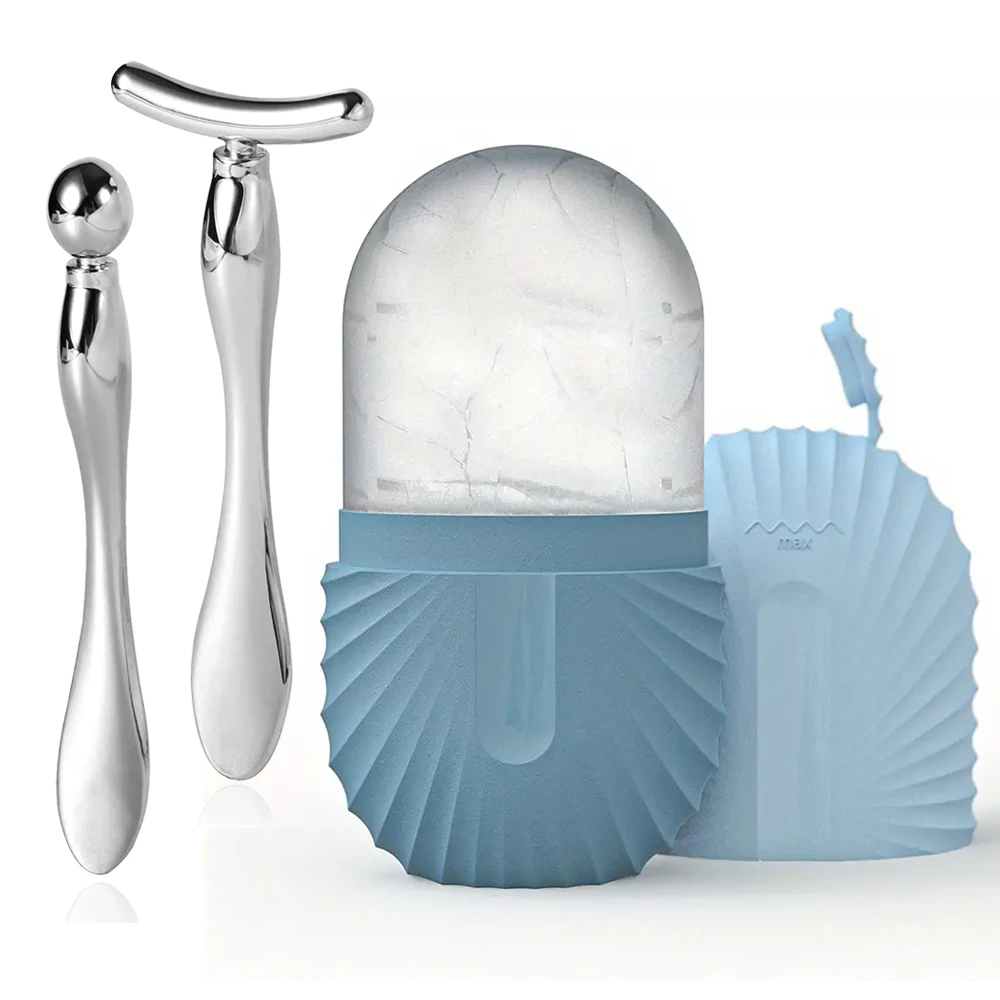 1/2/3pcs Ice Face Roller Metal Eye Roller Cream Face Massager Stick MakeupCream Spoon Facial Massage Wand Applicator Face Roller