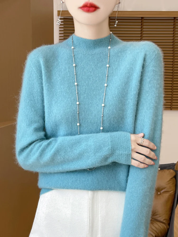 100% Merino Wool Autumn Winter Women O-Neck Cashmere Pullover Sweater Warm Knitwear Female Grace Soft Casual New Top