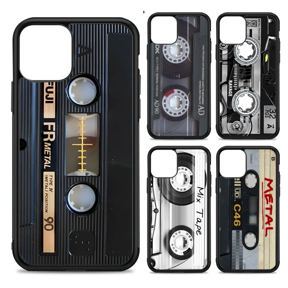 

Vintage Cassette Tape Phone Case Silicone PC+TPU For For IPhone 11 12 13 14 15 16 Plus Pro Max Cover