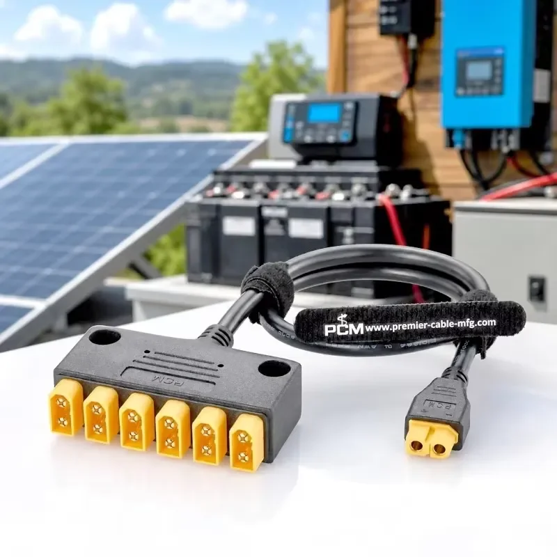 6-port solar charging connector cable XT60 interface 1 female to 6 male connector, used for parallel solar panel connection