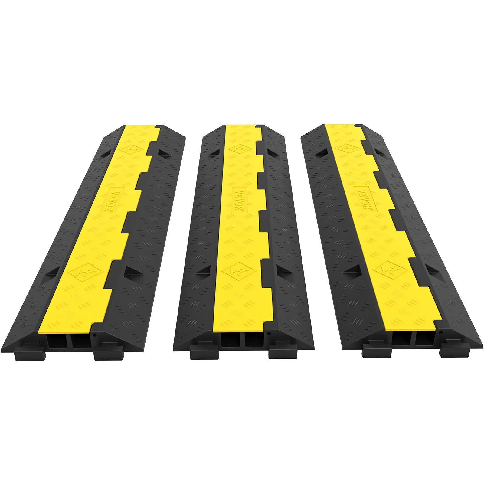 SucceBuy Kabelbeschermer Oprit Draad Kabelafdekking Snoerbeschermer 2 kanalen Rubber + PVC 11000 LBS Snelheid Bump Parkeren Oprit Verkeer