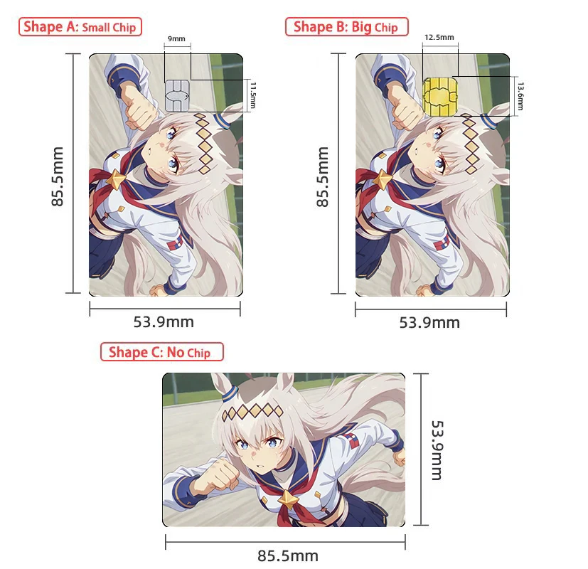 Game Anime Pretty Derby Credit Card Skin Stickers Suitable for VISA JCB Mastercard and Other IC Bank Cards Decorations