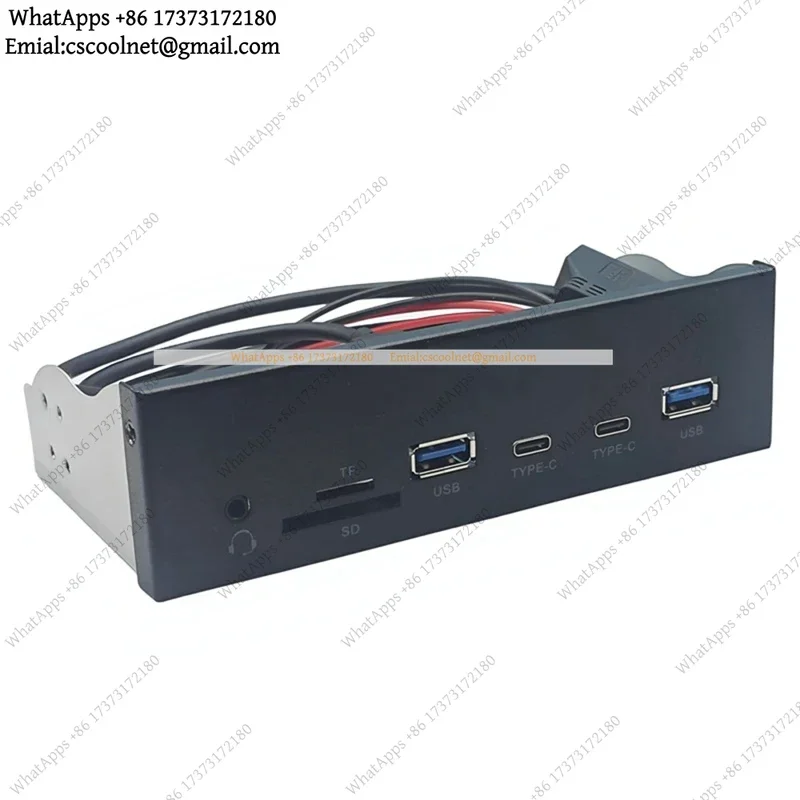 USB 3.2 Front Panel Hub for PC – 2x USB-A 5Gbps + 2x USB-C + 3.5mm Audio + TF/SD Card Reader, Fits 5.25