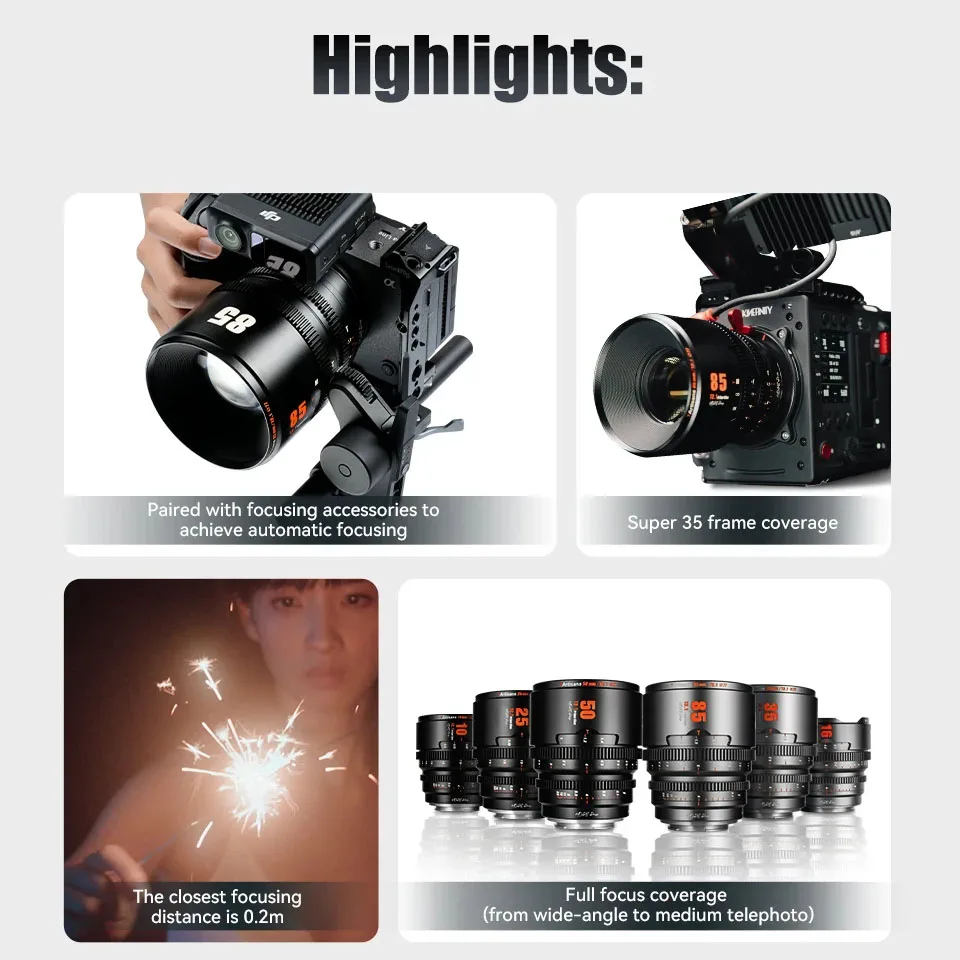 7artisans 10mm T2.1 16mm T2.1 25mm T2.1 Super 35 Cine Lens لتسجيل فيديو Portrait Lanscape متوافق مع Sony E Fuji FX