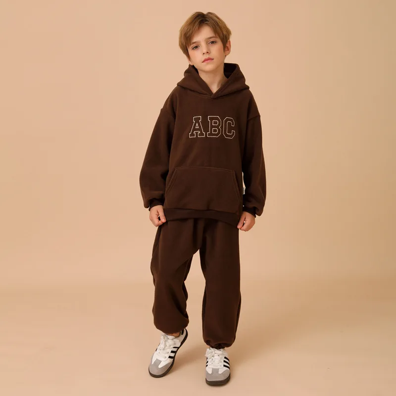 

Winter Letter ABC Sets for Baby Boy Children Fleece Warm Hoodies Jacket+Sweatpants 2 Pcs Set Girls Sweatshirts Kids Clothes