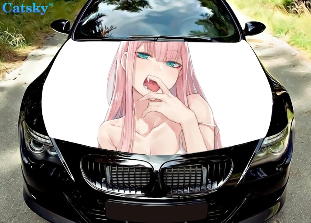 FRANXX Zero Two Car Hood Sticker,Custom Car Hood Decoration,Hood Protection Cover,Vinyl Car Sticker,Car Body Side Color Decal