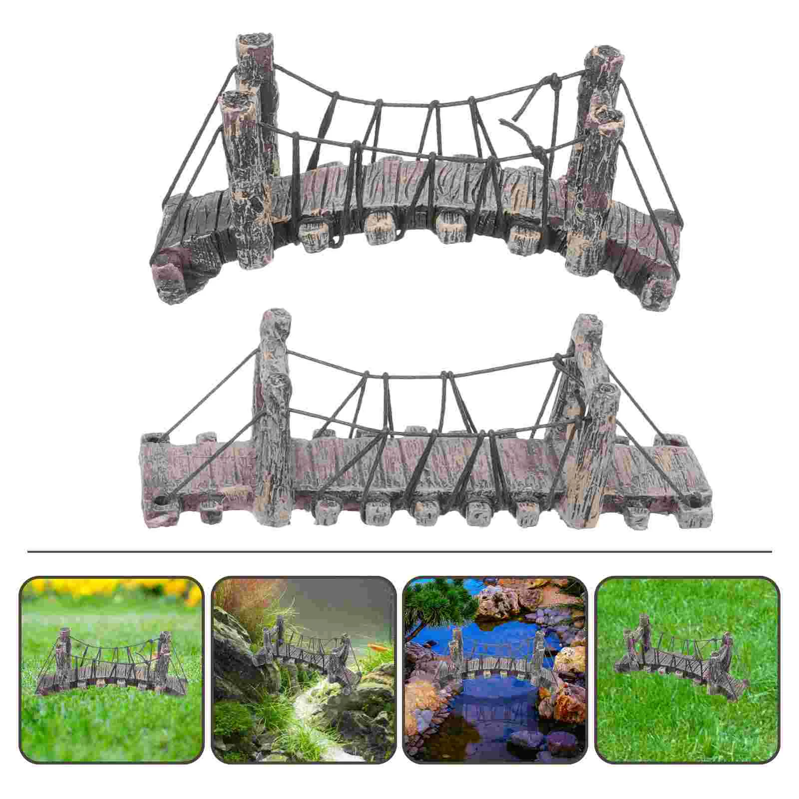 Miniature Arch Bridge Resin Suspension Terrarium Gardening Decorations Flowerpot Bridges for Aquariums Outdoor Ornaments