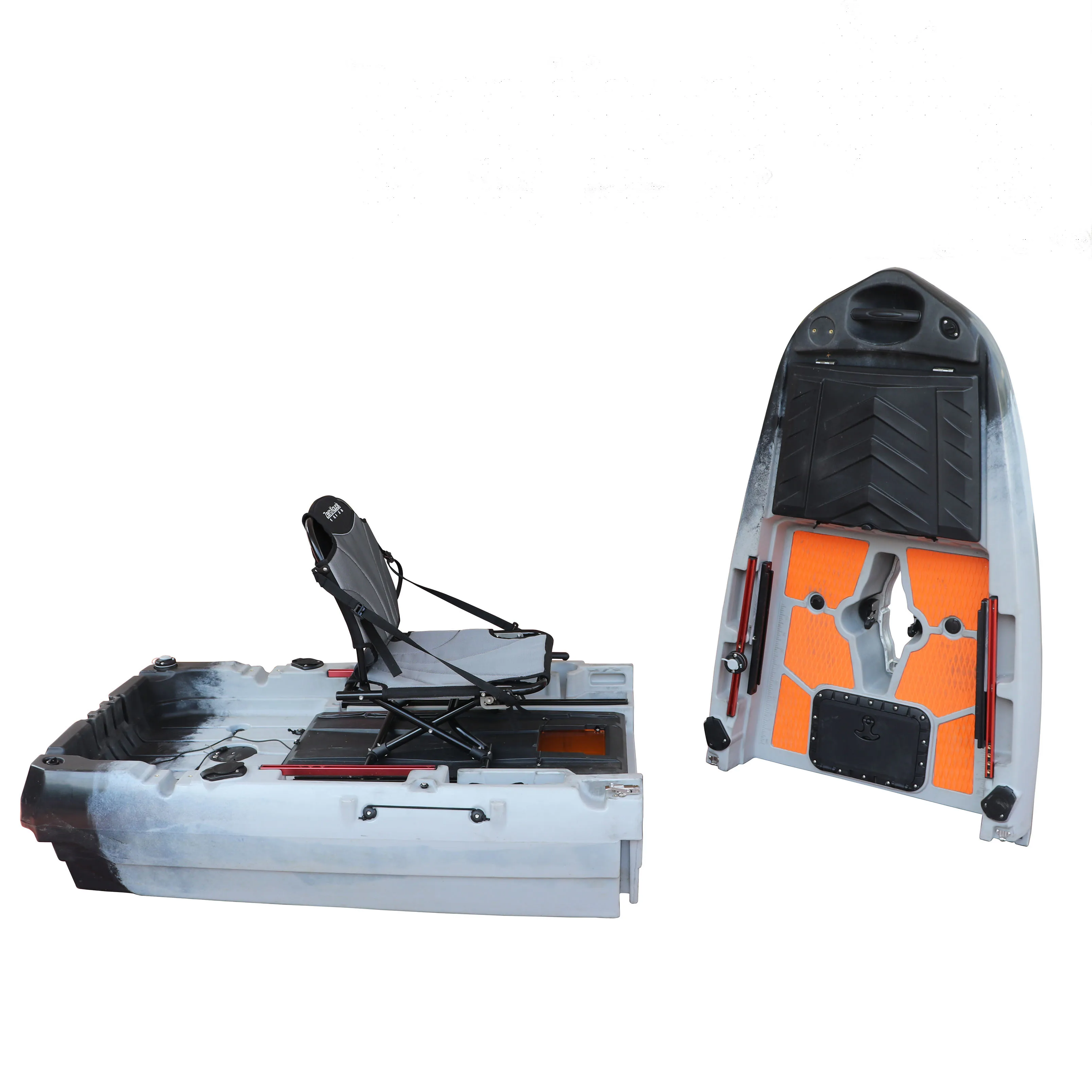 

1-Person Lightweight LLDPE Fishing Kayak 37'' Wide Sit-On-Top Inflatable Small Canoe with 60L Live Fish Tank for Surfing
