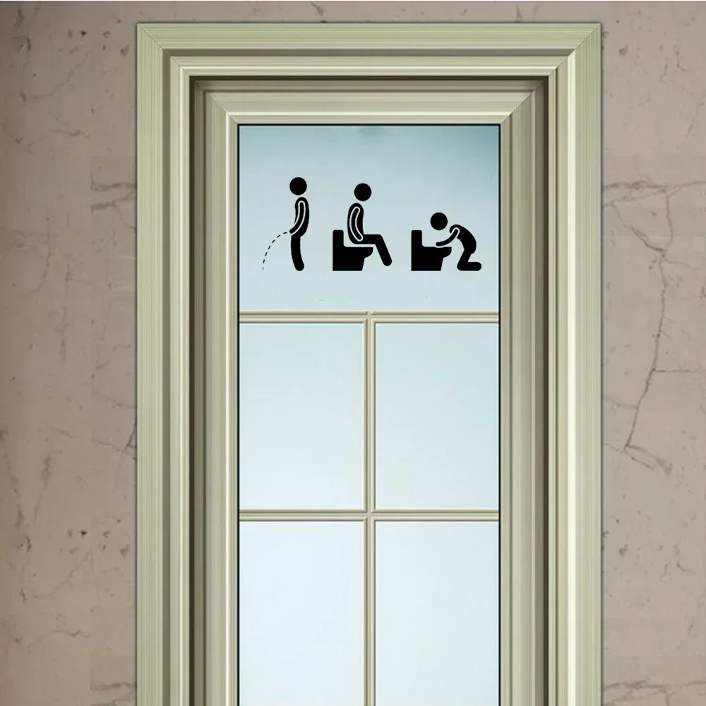 Funny Toilet Sign Stickers Background Toil Sticker Can Be Removed Door Decor Washroom Wall Decals Art Waterproof Creative