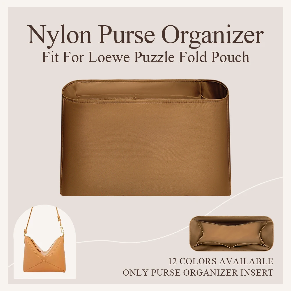 Nylon Purse Organizer Insert Fit for Loewe Puzzle Fold Pouch Handbag Lightweight Inner Liner Bag Cosmetics Inside Storage Bag