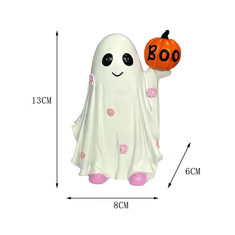 

Cute Ghost Desktop Ornaments 2025 New Halloween Light Luxury Style Home Living Room Resin Crafts Halloween Decorations