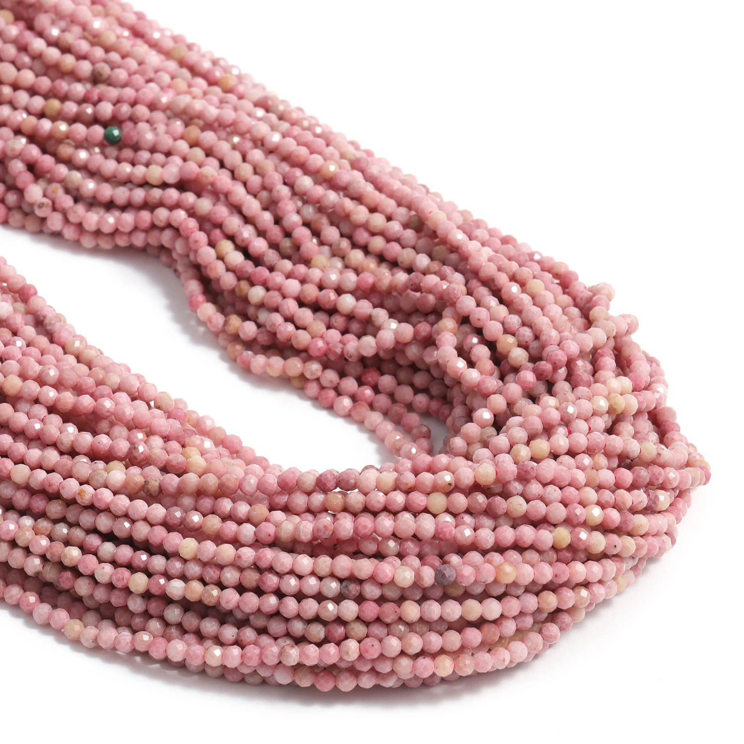 Großhandel Facettierte 2 3 4mm Naturstein Rosa Rhodonit Perlen Runde Kleine Lose Perlen für Schmuckherstellung DIY Armbänder Halsketten – Detail 1