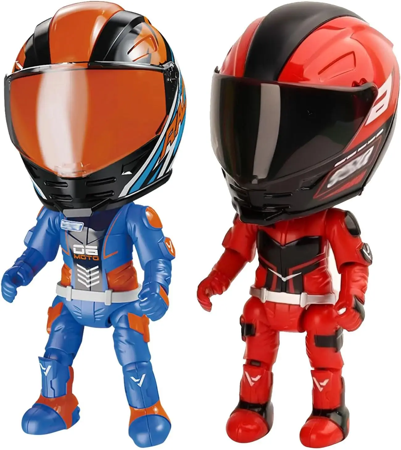 Motorcycle Rider Figurine Deformable Helmet Racing Driver Action Figure with Movable Joints Desktop Decoration Ornament
