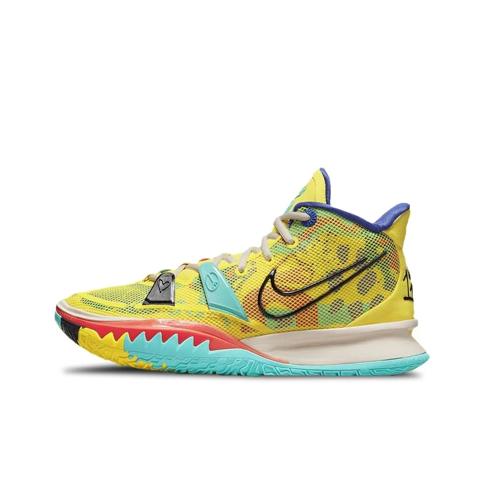Nike Kyrie 7 Basketball Shoes Unisex Mid Top Yellow/Pink/Blue CQ9327-700