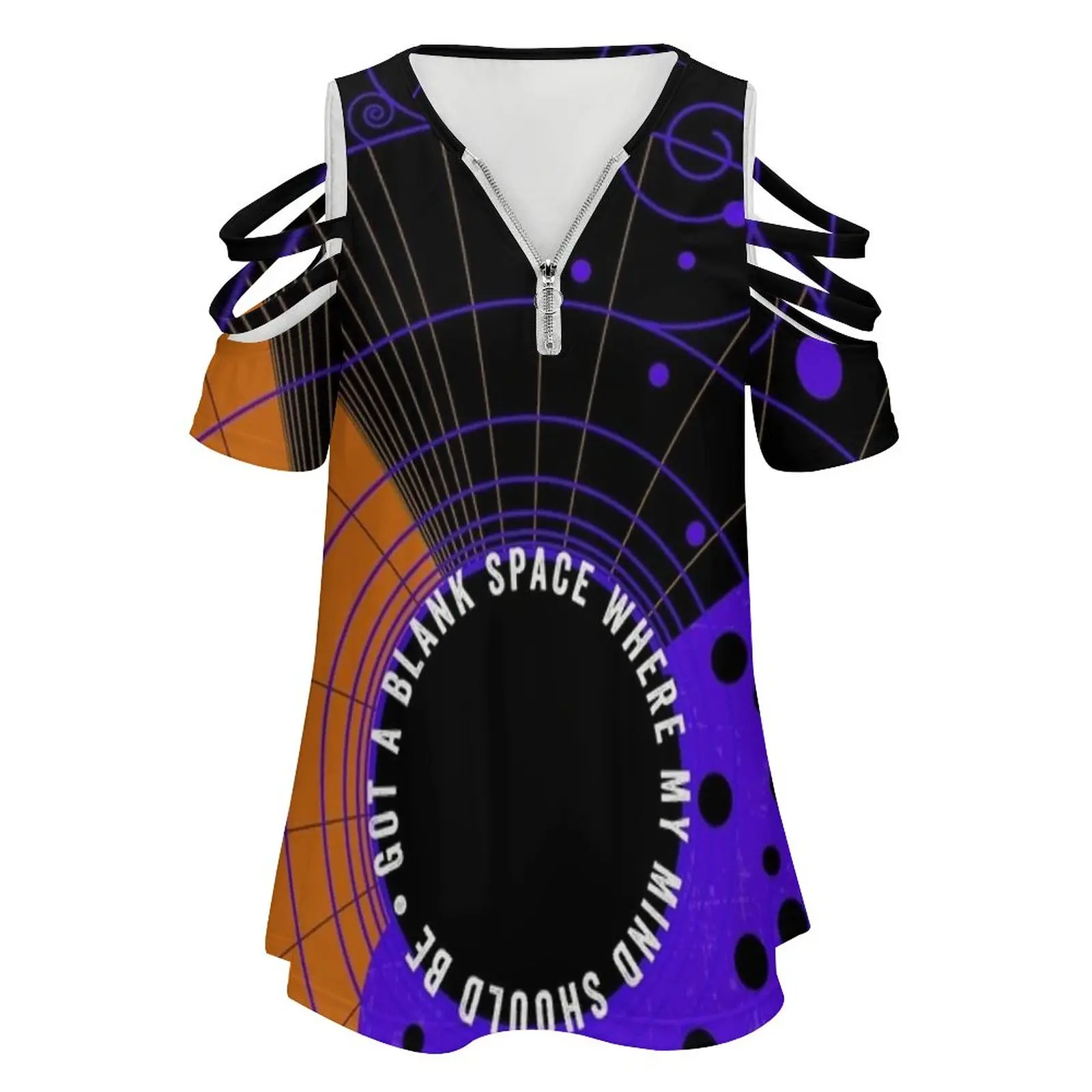 Kreeg een blanco ruimte waar mijn geest zou moeten zijn Dames T-shirt Zomermode Print Bloemen V-hals Rits T-shirt Holle trui