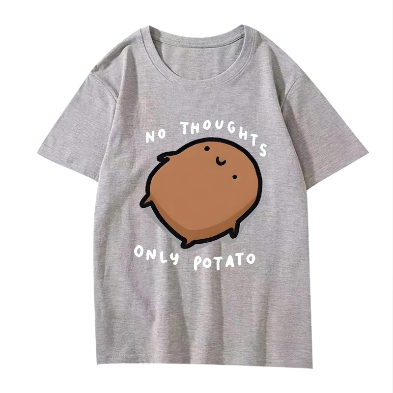 لطيف البطاطس الجرافيك لا أفكار فقط البطاطس الكرتون طباعة تي شيرت المرأة أعلى قصيرة الأكمام الصيف عارضة التي شيرت الملابس
