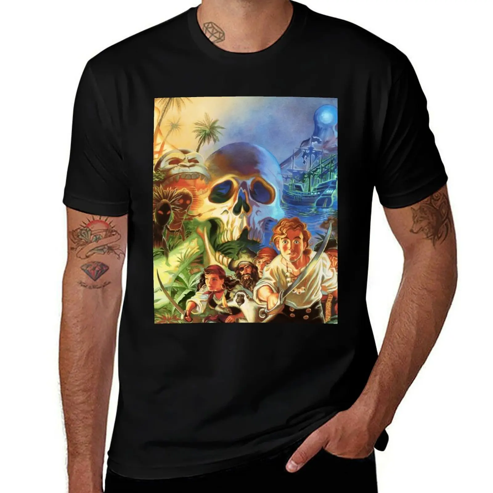 

The Secret of Monkey Island 1 (High Contrast) T-Shirt cotton t shirts man 100%