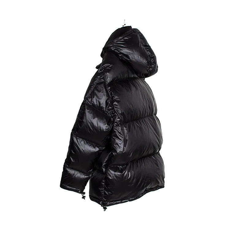 White Duck down Oversized down Jacket~New Winter Style Warm Stand-Up Collar Puffy Jacket with Hidden Snap Buttons on the Placket