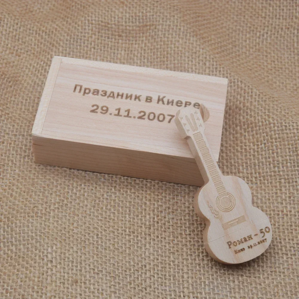 50 шт. в партии, деревянная гитара, USB-флешка 128G, 64G, бесплатный индивидуальный логотип, ручка-накопитель, 4 ГБ, 8 ГБ, креативный подарок, 16 ГБ, 32 ГБ, U-диск