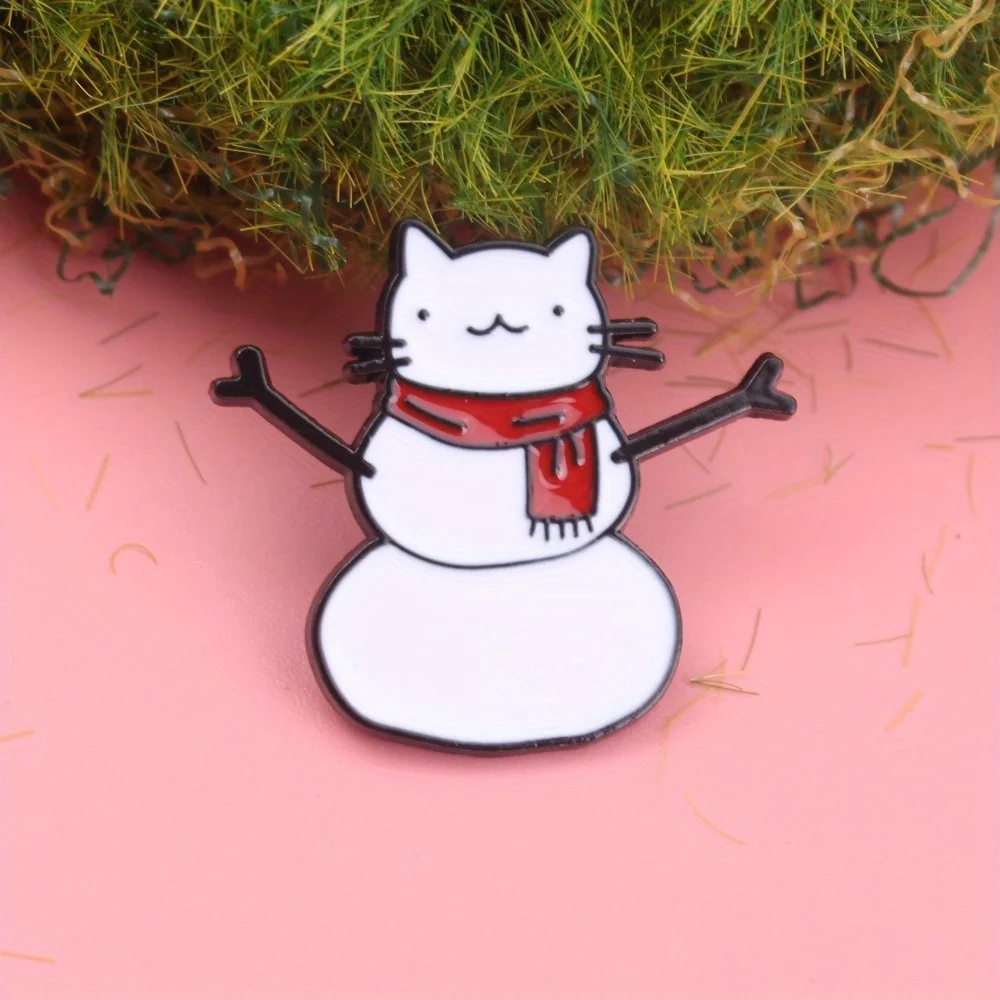 Snowman Cat Enamel …