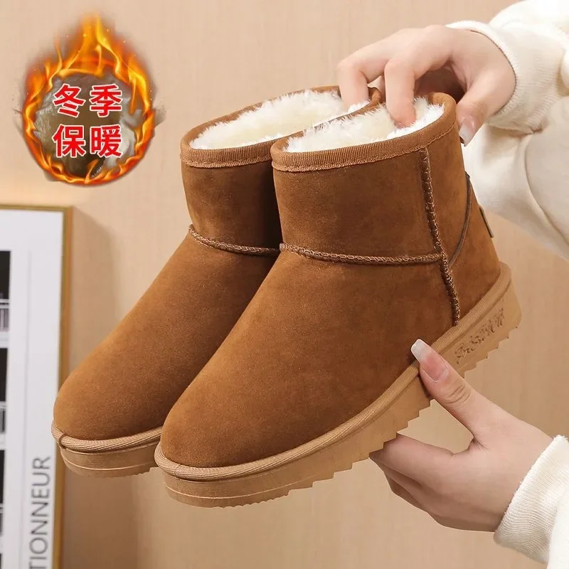 Fashion Winter Brown Short Boots New Platform Shoes Push Size Ankle Boots for Women Waterproof and Warm Snow Boots