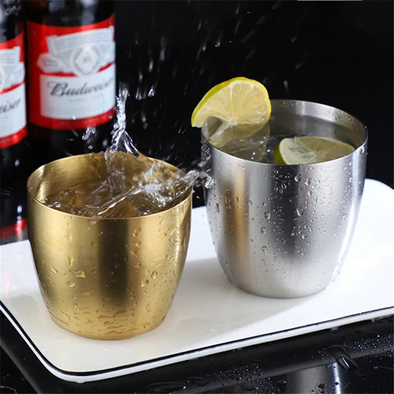 

Korean Stainless Steel Beer Cups Household Metal Coffee Tea Cup Milk Water Mug for Bar Kitchen Drinkware Handy Cups Tumbler
