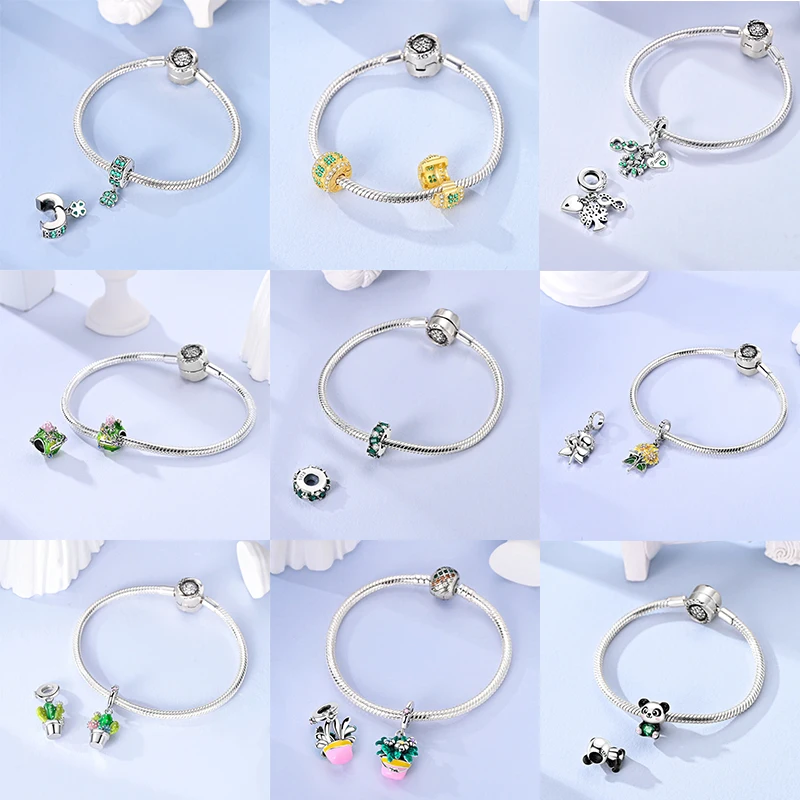 2026 925 Sterling Silber Grüner Glücks-Zirkon Vierblättrige Kleeblatt-Serie Charms Niedliche Hundeperlen Passend für Armbänder DIY Schmuck Originelle Frauengeschenke – Detail 8