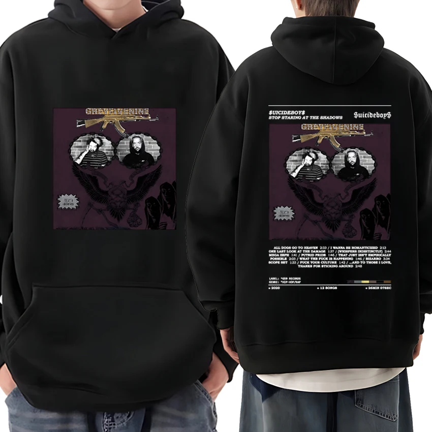 Gorąca sprzedaż Suicideboys okładka albumu drukuj czarna bluza z kapturem mężczyźni kobiety hip hop vintage streetwear unisex polarowa bluza z długim rękawem