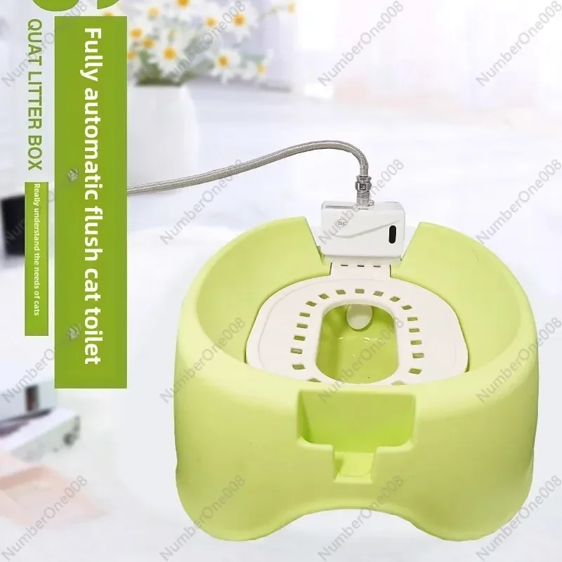 Infrared Induction Automatic Flushing Cat Litter Box Self-Cleaning Toilet with Odor Control for Indoor Open Design Pet Potty