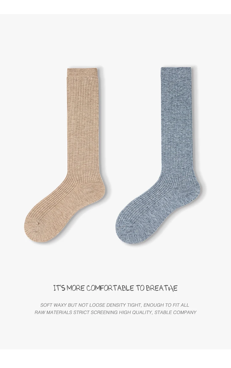 Wollmischung, knielange Socken für Damen, gestrickte, kniehohe Socken, gerippt, warm für den Winter, lässig, feines Garn, 1 Paar, weiche Strümpfe, ideal für die Feiertage. – Detail 4