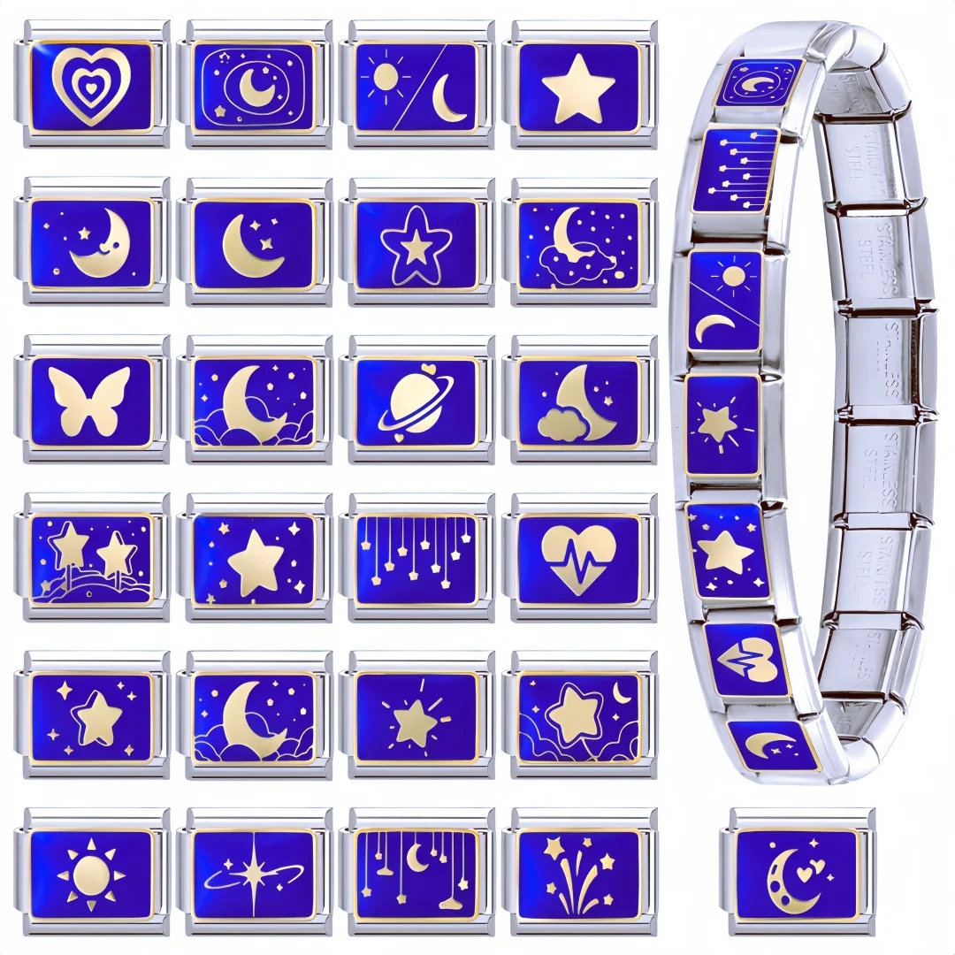 

New Jewelry Gifts Sliver Bangle Bracelet Module Star Moon Series Retro Splicing Exquisite Jewelry DIY Bracelet Accessories